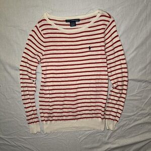 Ralph Lauren Striped Red and Cream Sweater